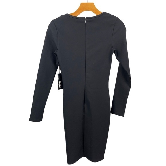 Nwt Lulus Black Long Sleeve Lace Up V Neck Bodycon Dress Size S (fits XS) - Picture 5 of 7